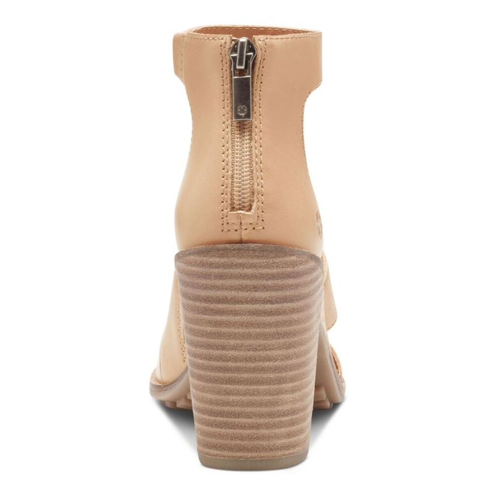 LUCKY BRAND Womens Beige Valka Round Toe Stacked Heel Leather Heeled Sandal 11 M - Picture 2 of 4